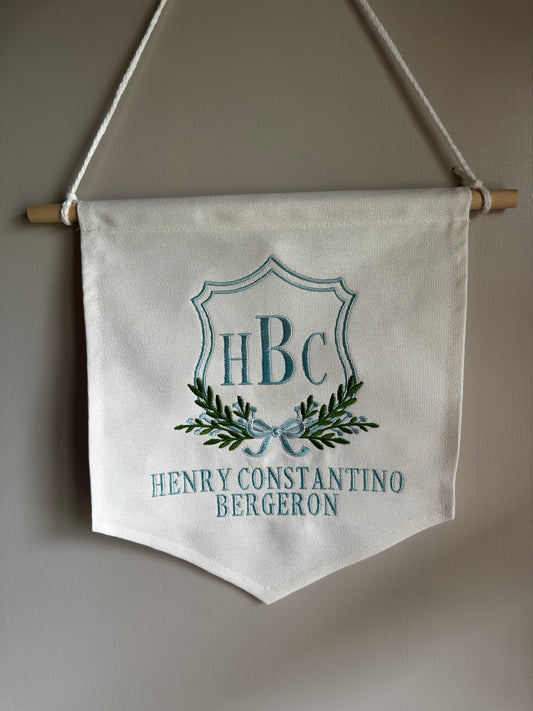 Personalized Embroidered Wooden Banner Hanger